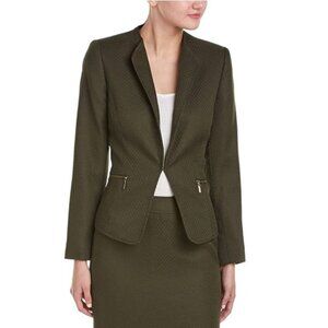 Tahari by Arthur S. Levine Textured Jacket Olive Size 4